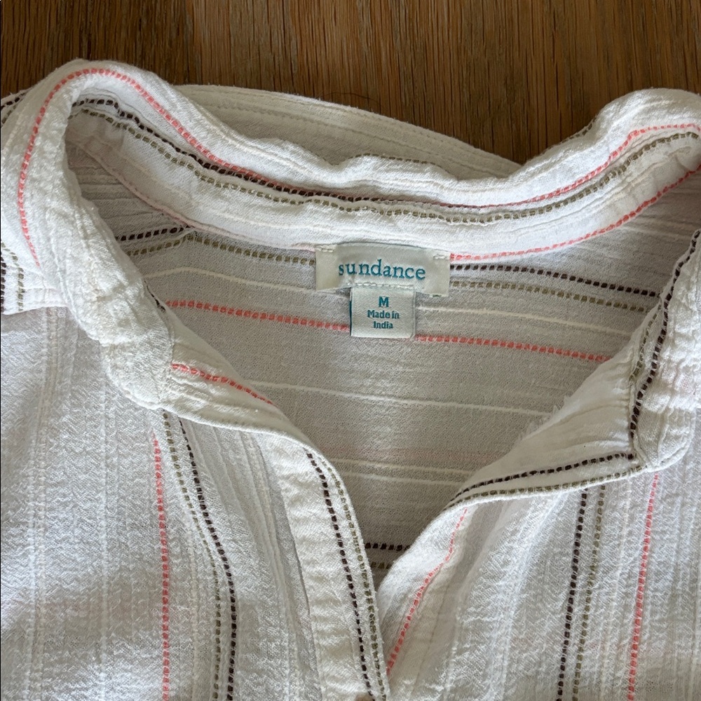 Sundance Gauze Striped Button-up Shirt | M | EUC | Beach | Resort | Boho - Picture 3 of 7